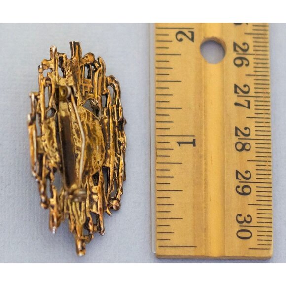 Gold tone mid-century vintage brooch (C7) - Picture 2 of 2